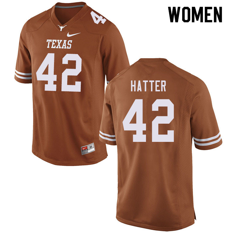 Women #42 Nathan Hatter Texas Longhorns College Football Jerseys Sale-Orange